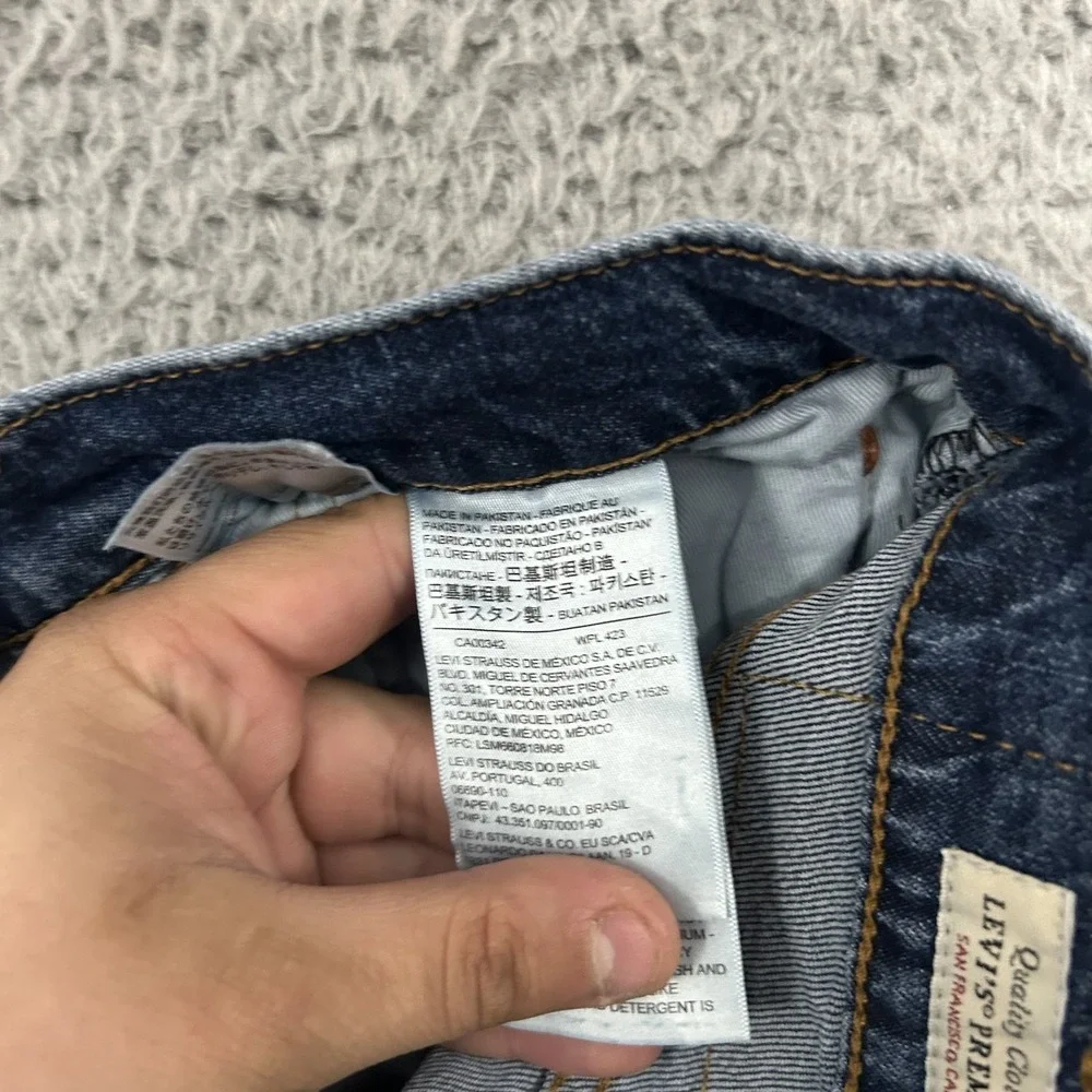 Levis Jeans Mens 34x32 Blue Denim 514 Slim Straight Medium Wash Premium Big E
